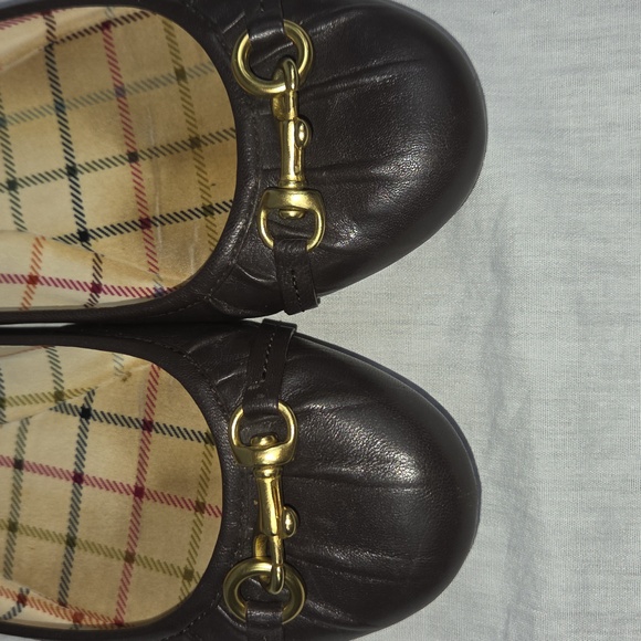 Coach Dark BROWN, Chestnut Flats with Gold Hardware and Plaid Lining 8 8B - Picture 3 of 14